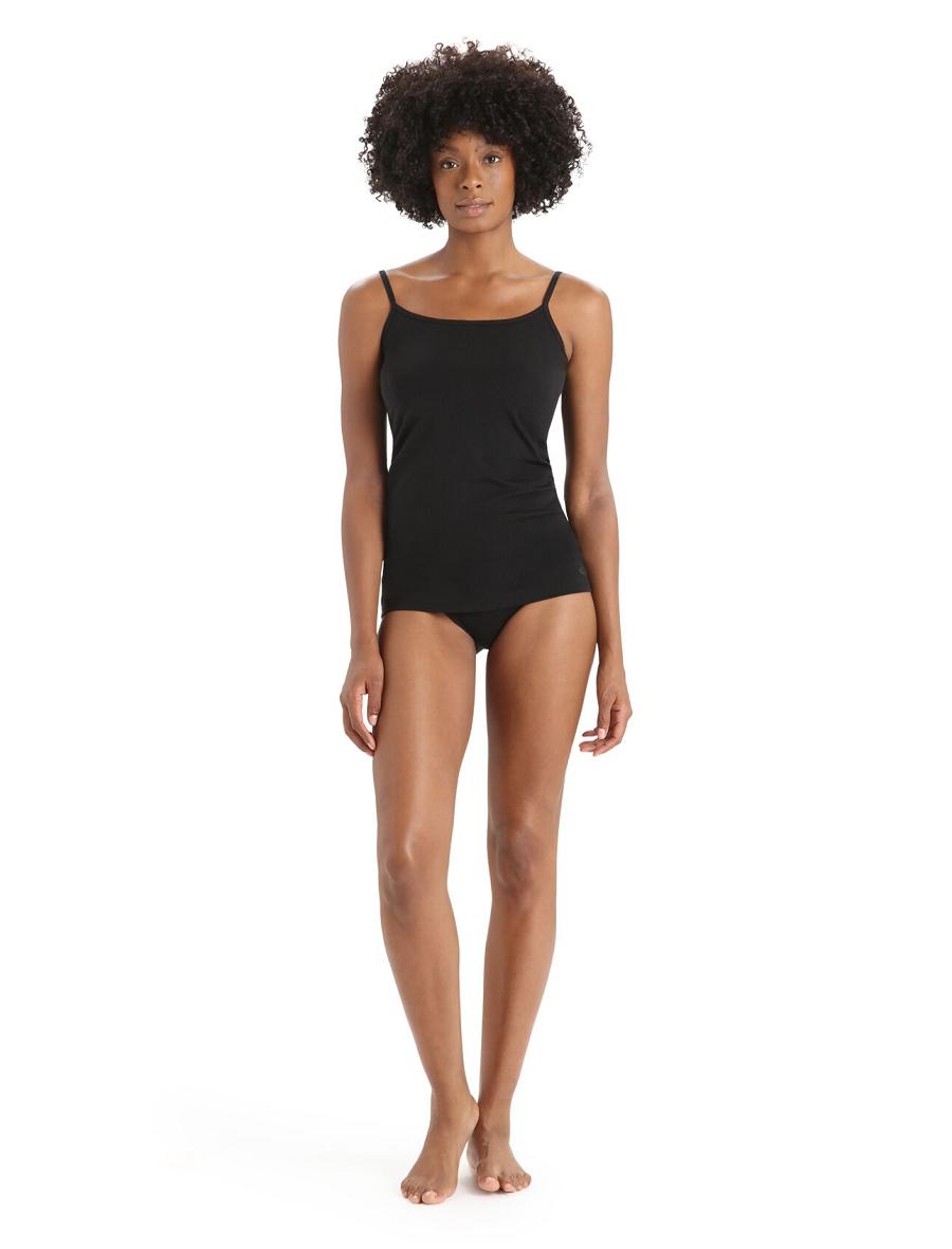 Black Women's Icebreaker Merino Siren Cami Singlet Underwear | USA 1699UZGT